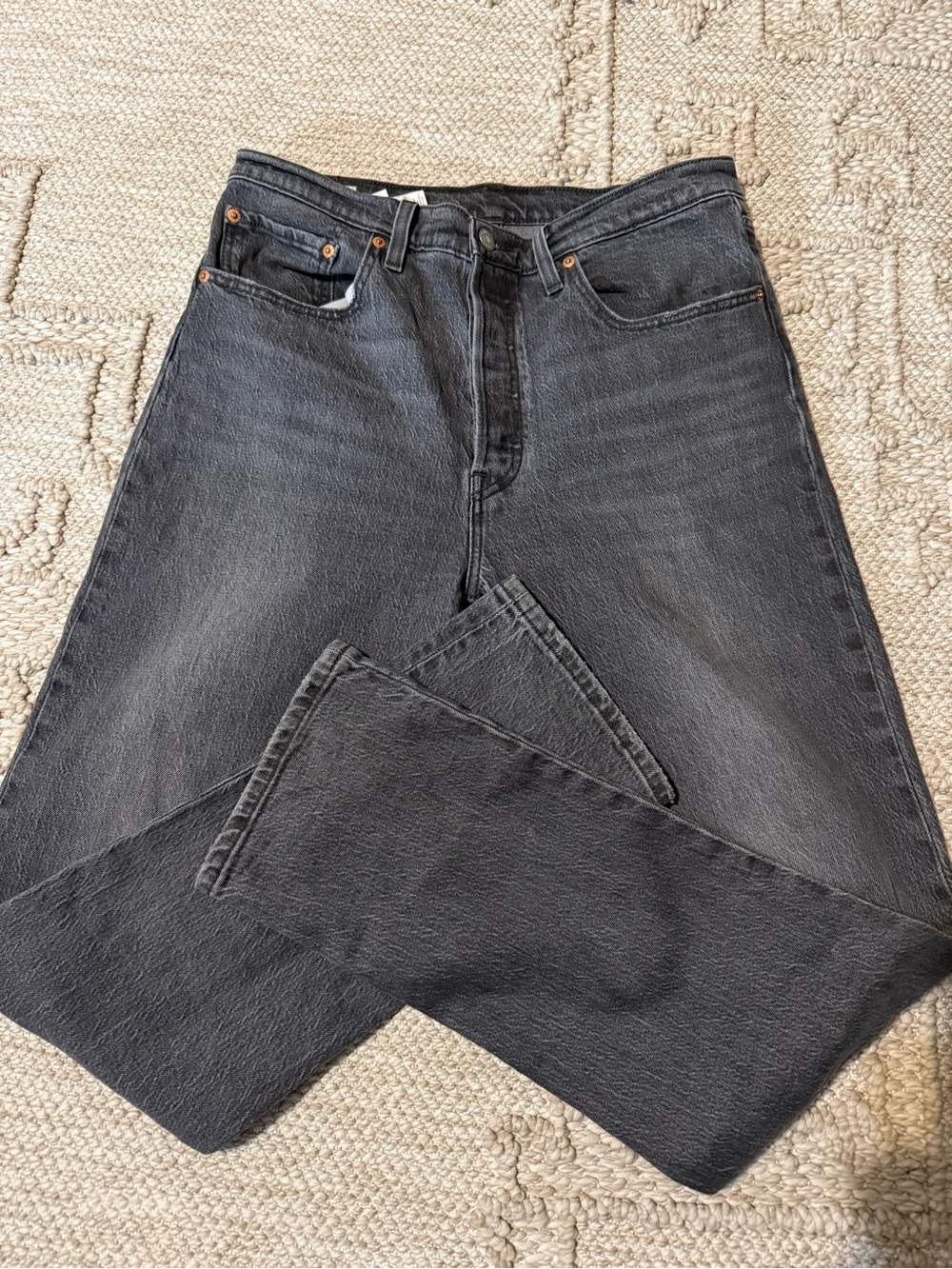 Levi's Women's Black Washed Straight-Leg Jeans 501